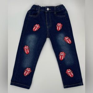 Toddler Rolling Stones Jeans Unisex Size Small S Dark Wash Elastic Waist‎